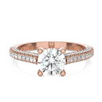 Round Lab Grown Diamond Side Stone Engagement Ring
