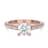 Round Lab Grown Diamond Side Stone Engagement Ring