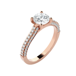Round Lab Grown Diamond Side Stone Engagement Ring