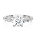 Round Lab Grown Diamond Side Stone Engagement Ring