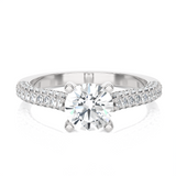 Round Lab Grown Diamond Side Stone Engagement Ring