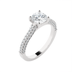 Round Lab Grown Diamond Side Stone Engagement Ring