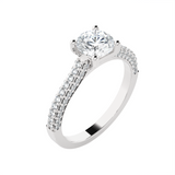 Round Lab Grown Diamond Side Stone Engagement Ring