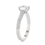 Round Lab Grown Diamond Side Stone Engagement Ring