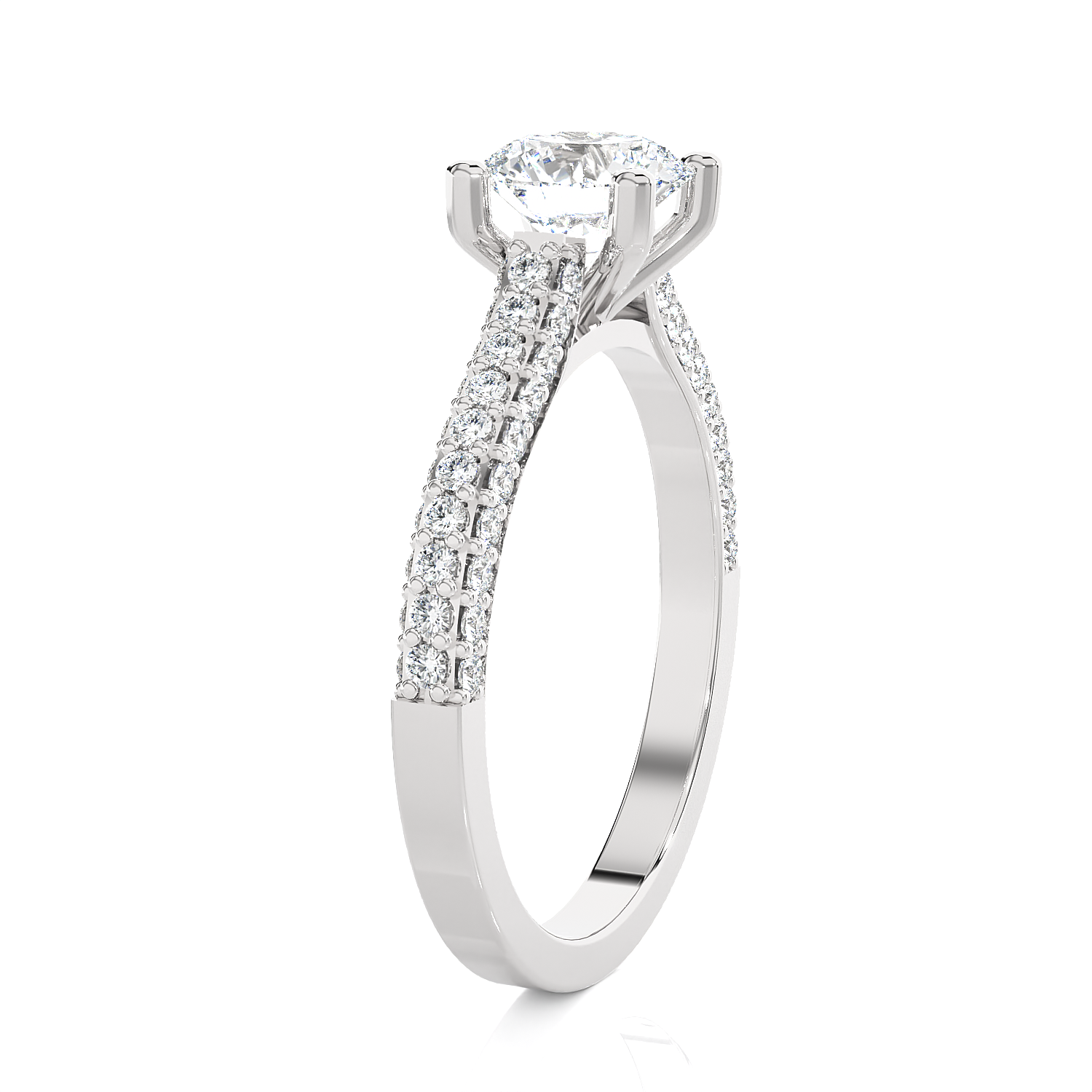 Round Lab Grown Diamond Side Stone Engagement Ring