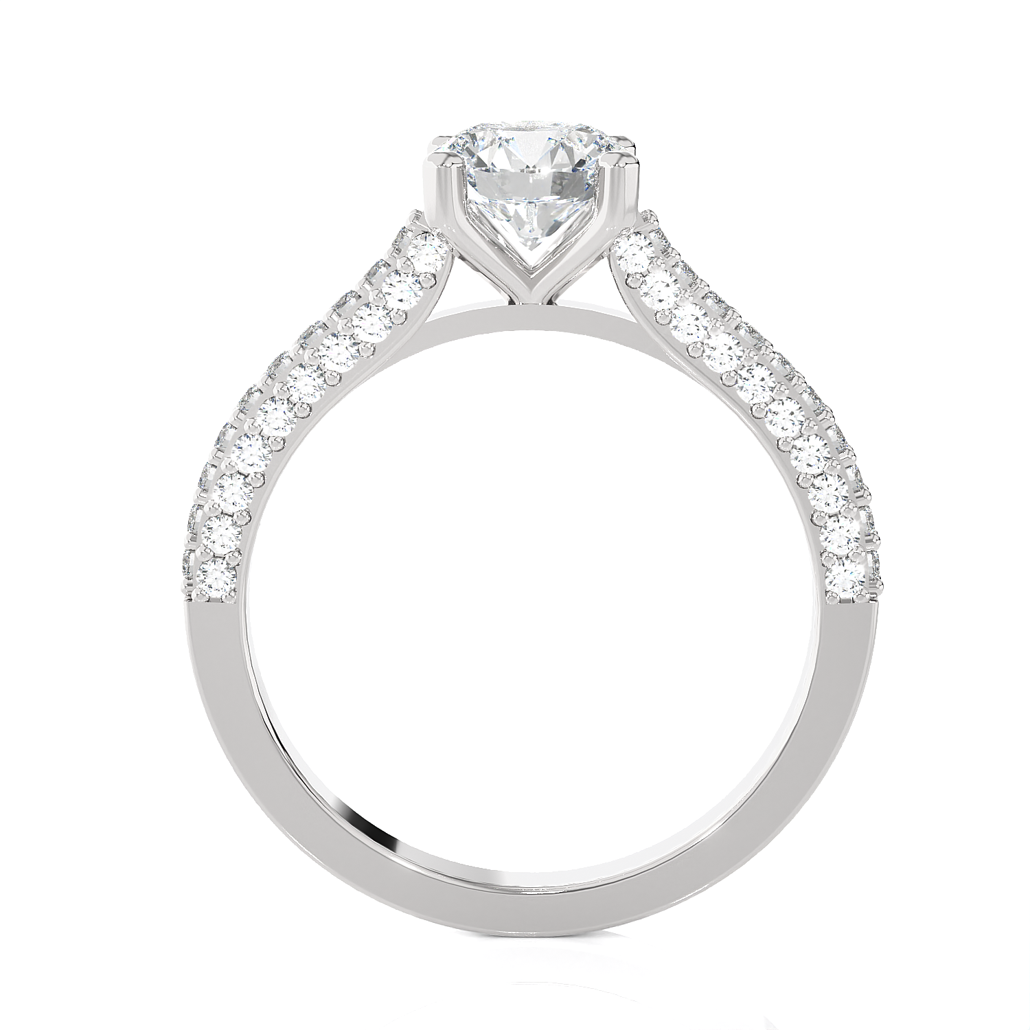Round Lab Grown Diamond Side Stone Engagement Ring