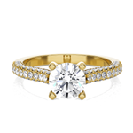 Round Lab Grown Diamond Side Stone Engagement Ring