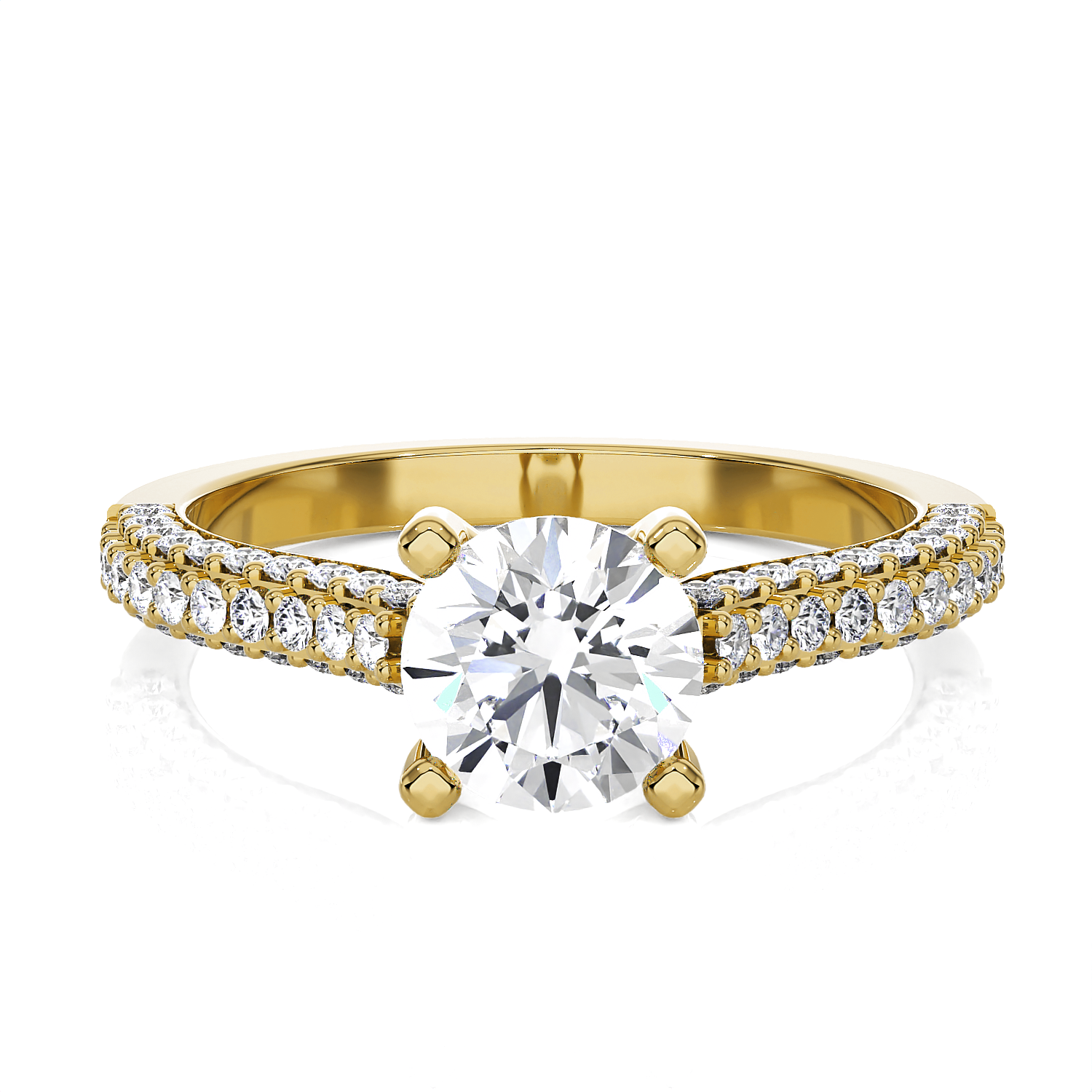 Round Lab Grown Diamond Side Stone Engagement Ring