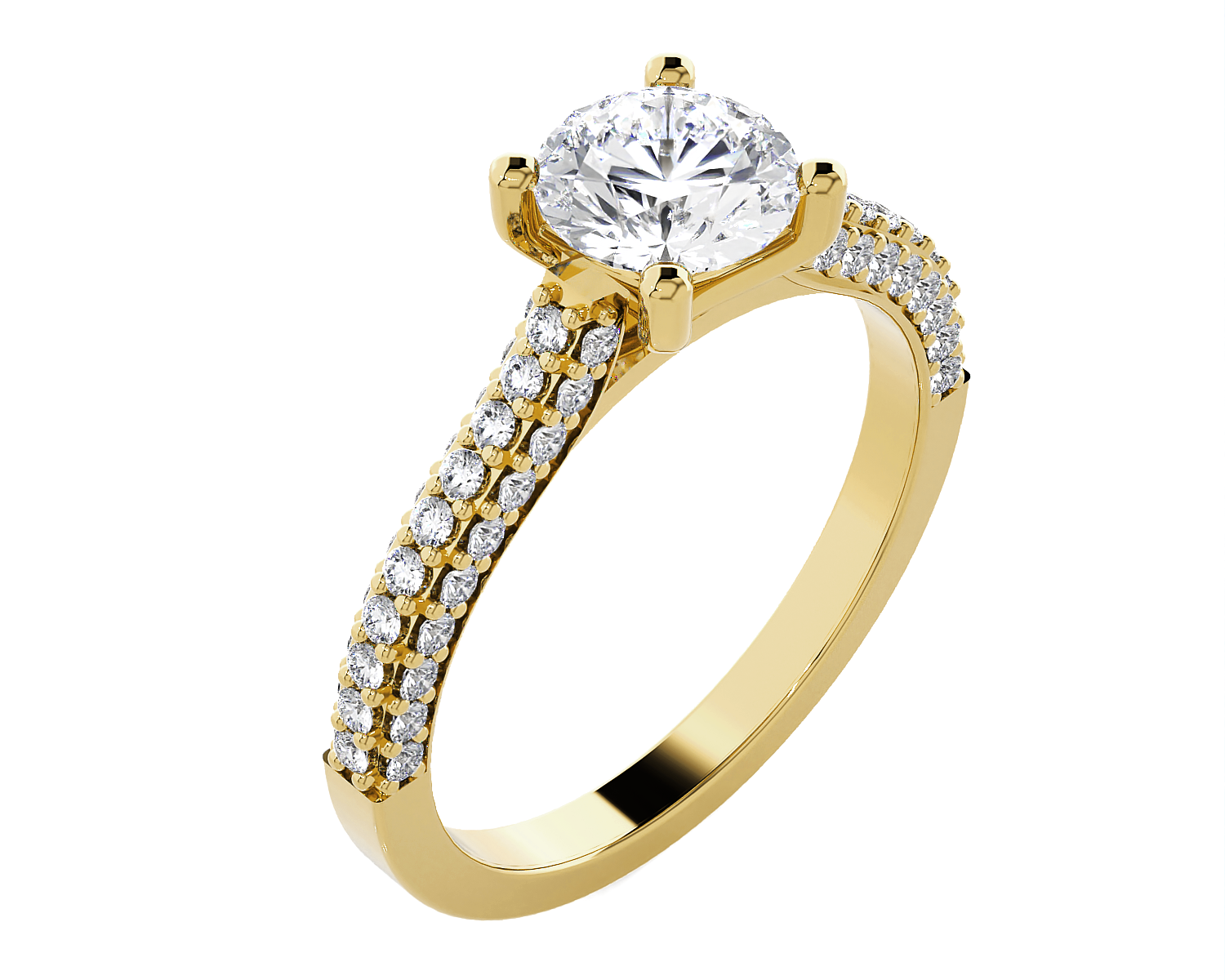 Round Lab Grown Diamond Side Stone Engagement Ring