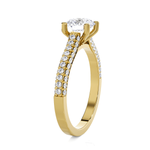 Round Lab Grown Diamond Side Stone Engagement Ring