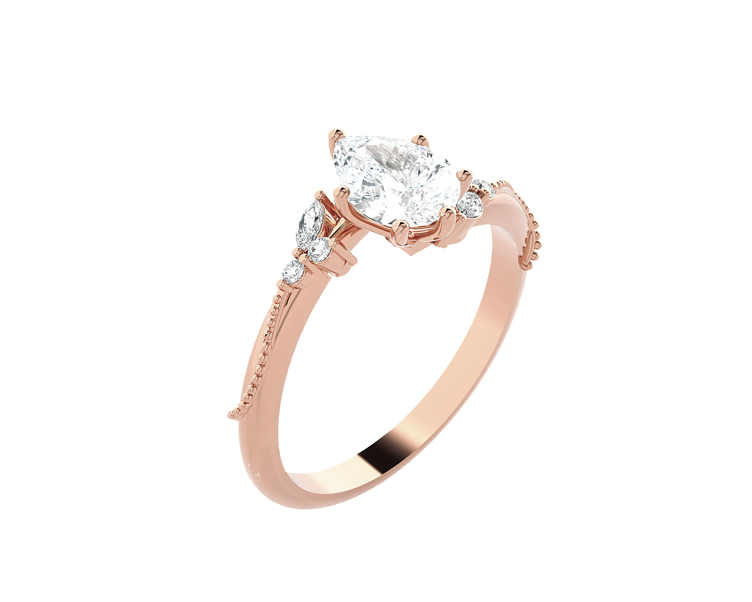 Pear-Shaped Lab Grown Diamond Side Stone Engagement Ring