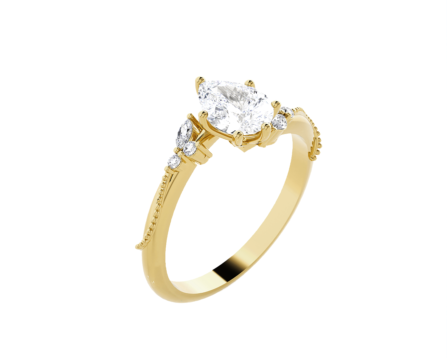 Pear-Shaped Lab Grown Diamond Side Stone Engagement Ring