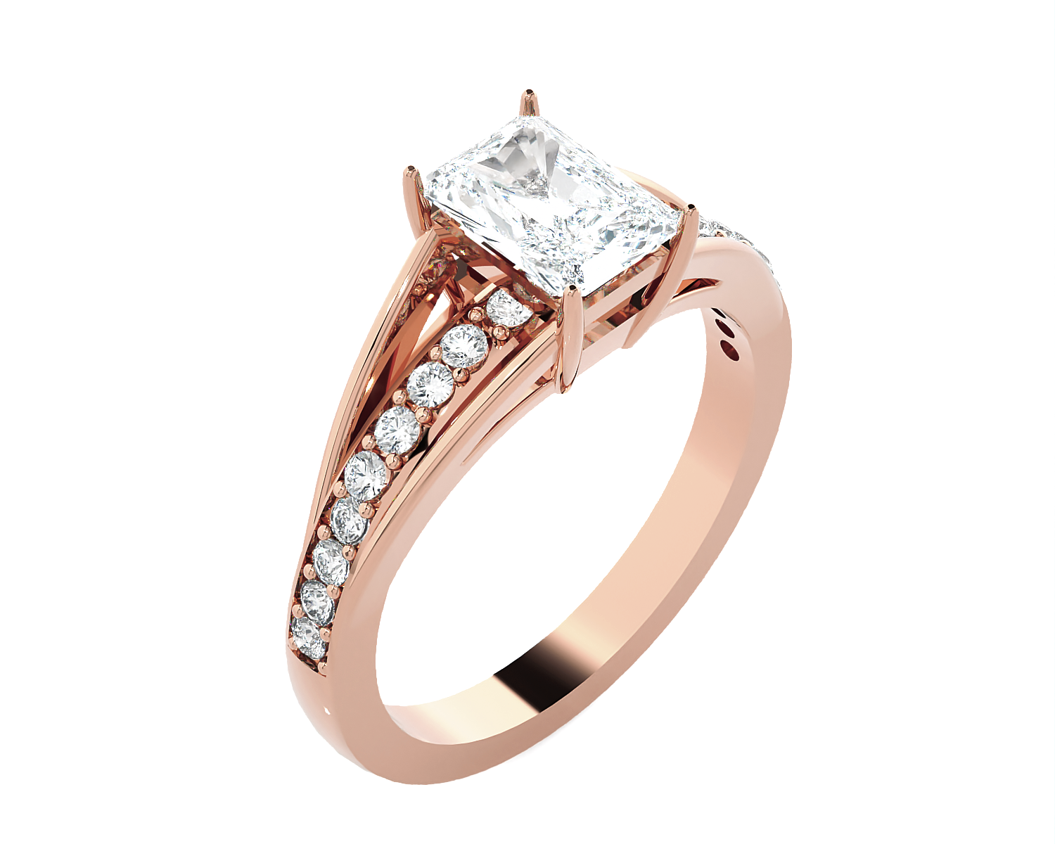Emerald cut lab grown diamond side?stone?ring