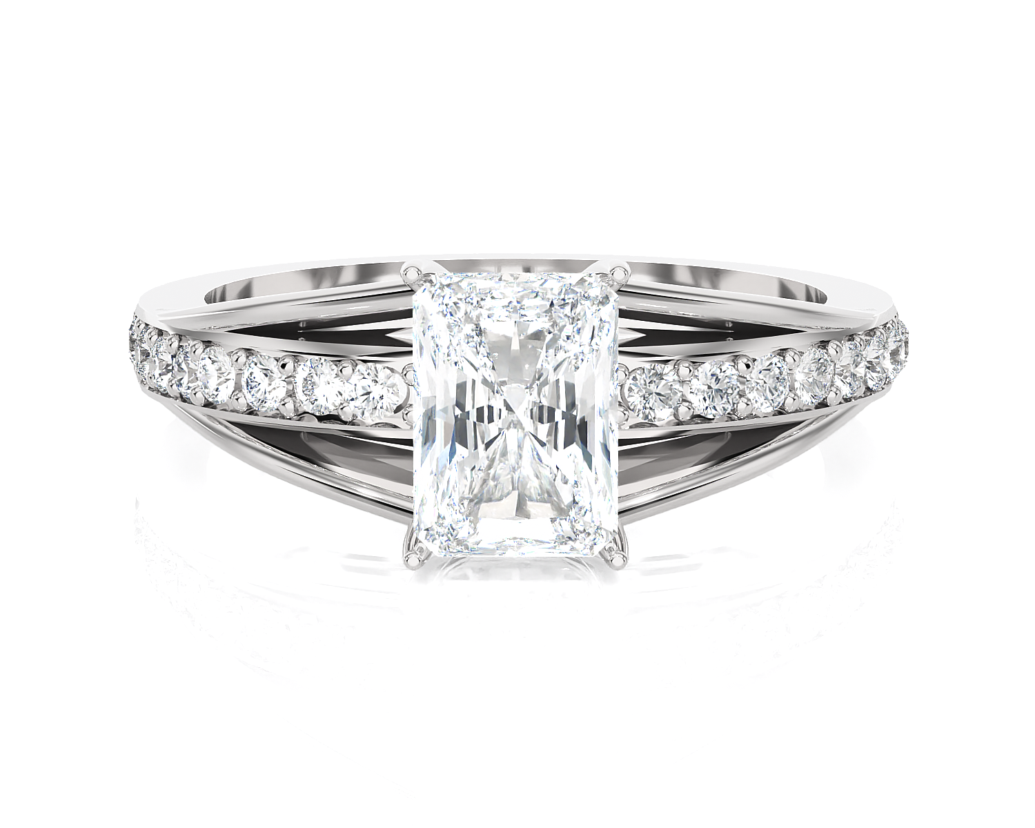 Emerald cut lab grown diamond side?stone?ring