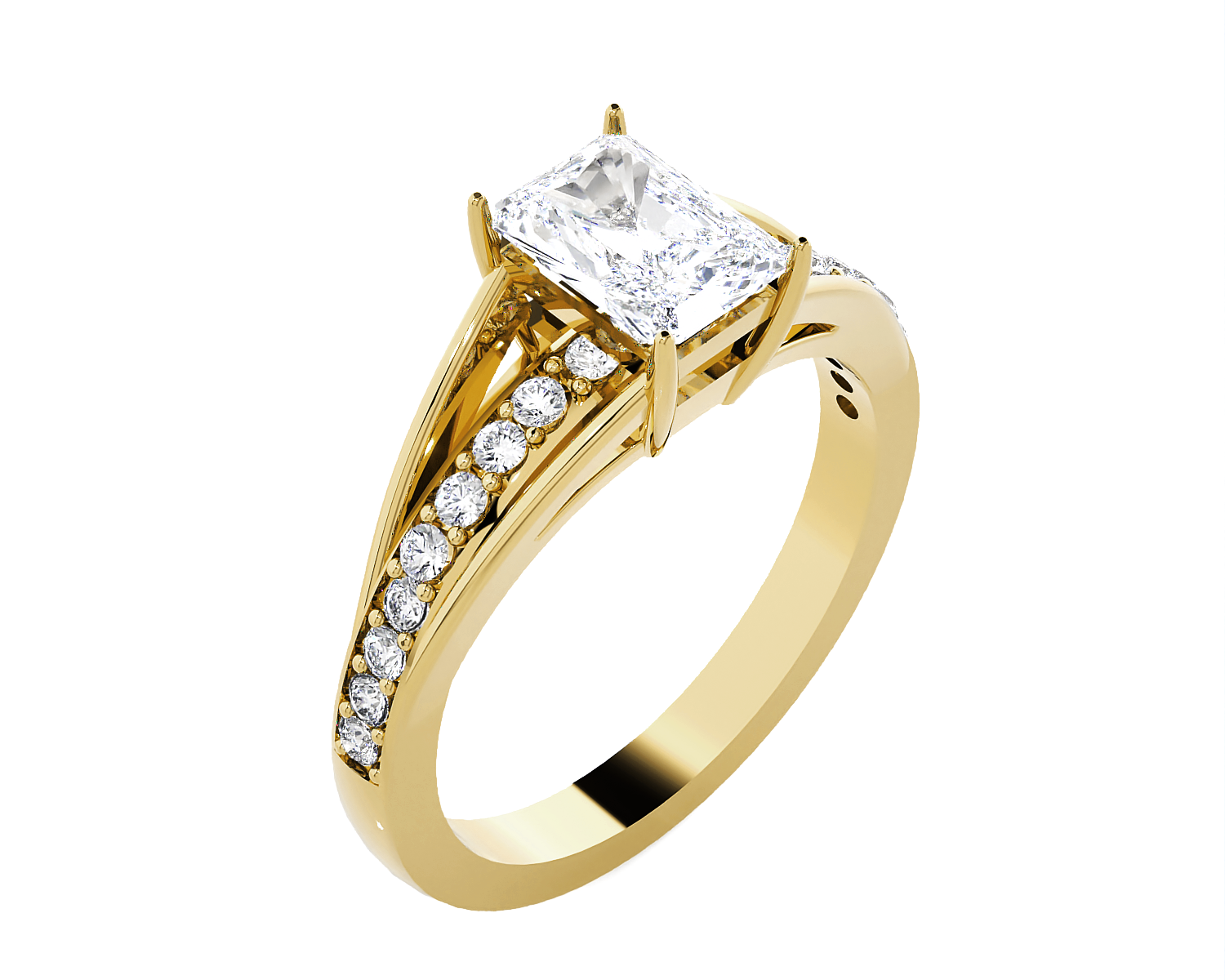 Emerald cut lab grown diamond side?stone?ring