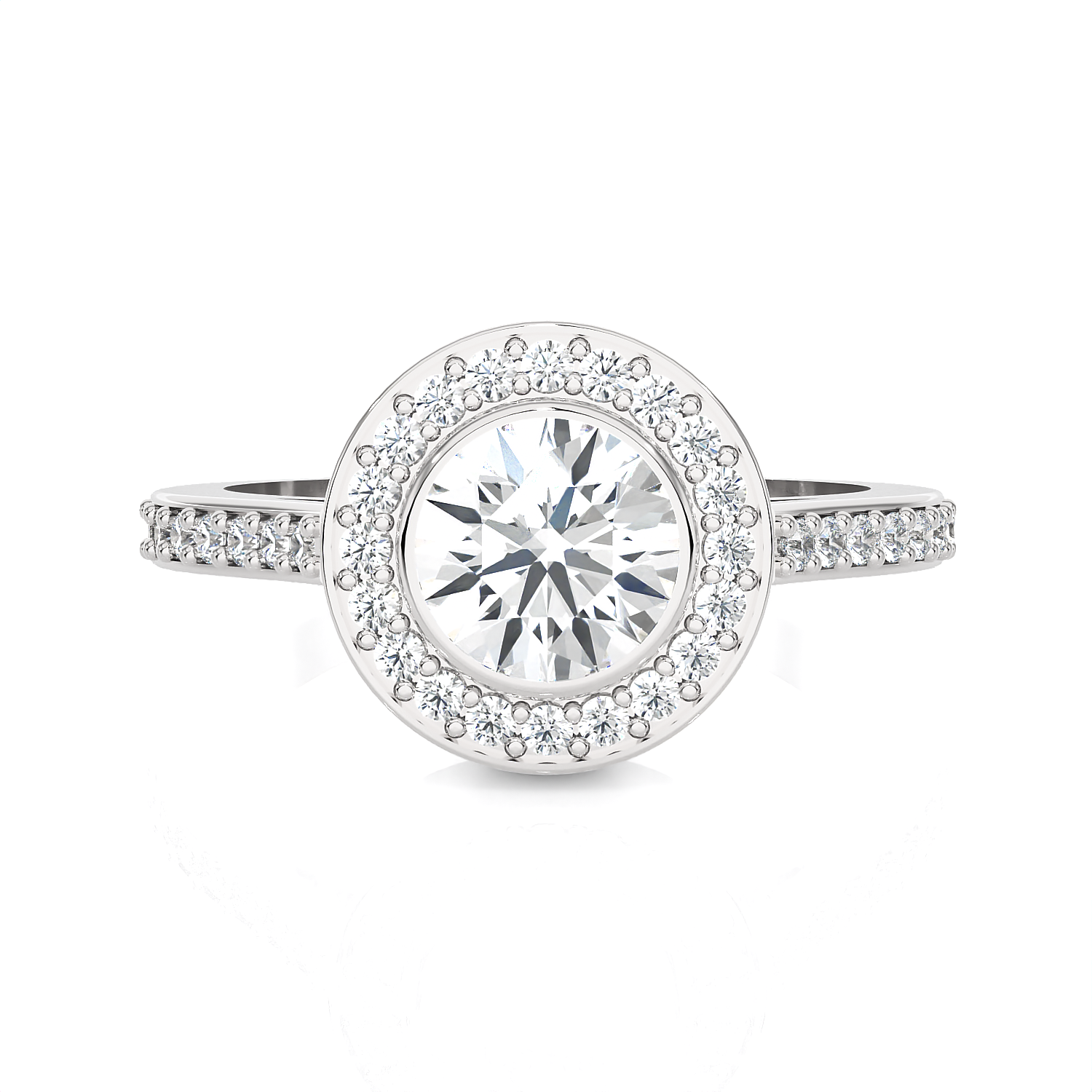 Round Lab Grown Diamond Halo Engagement Ring