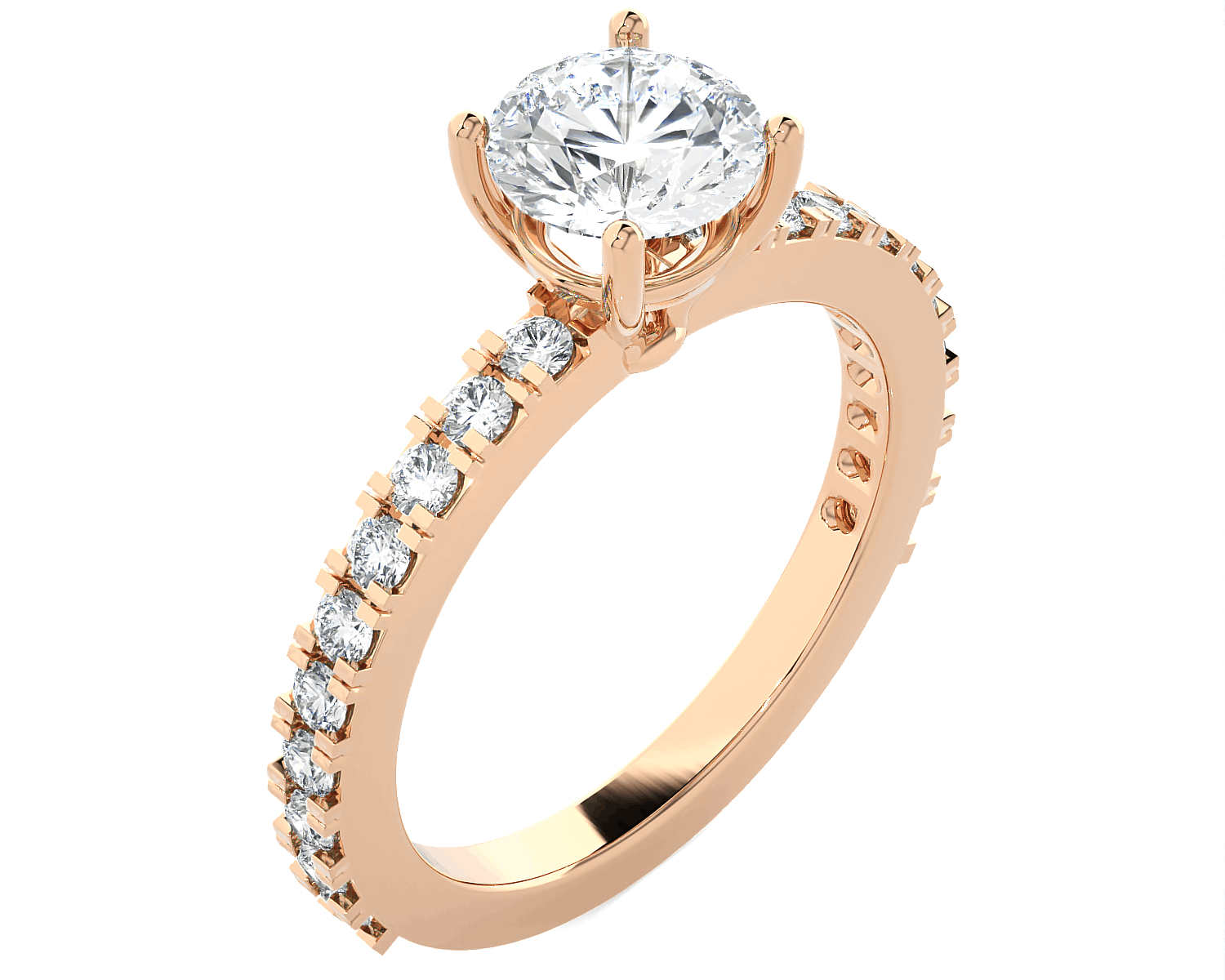 Round Lab Grown Diamond Side Stone Engagement Ring