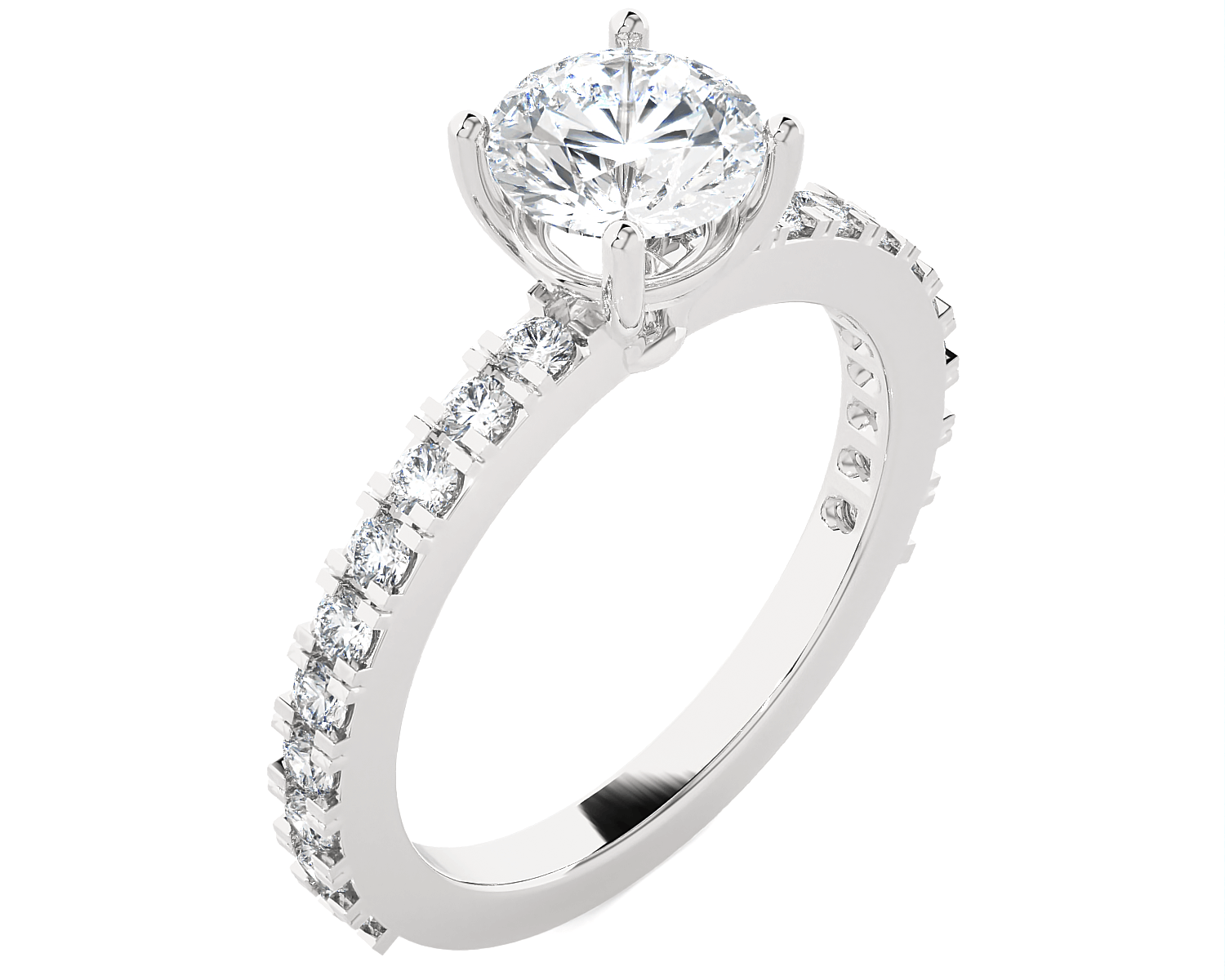 Round Lab Grown Diamond Side Stone Engagement Ring