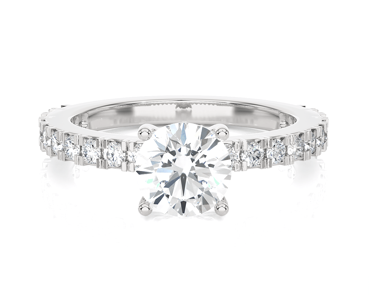 Round Lab Grown Diamond Side Stone Engagement Ring