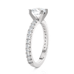 Round Lab Grown Diamond Side Stone Engagement Ring