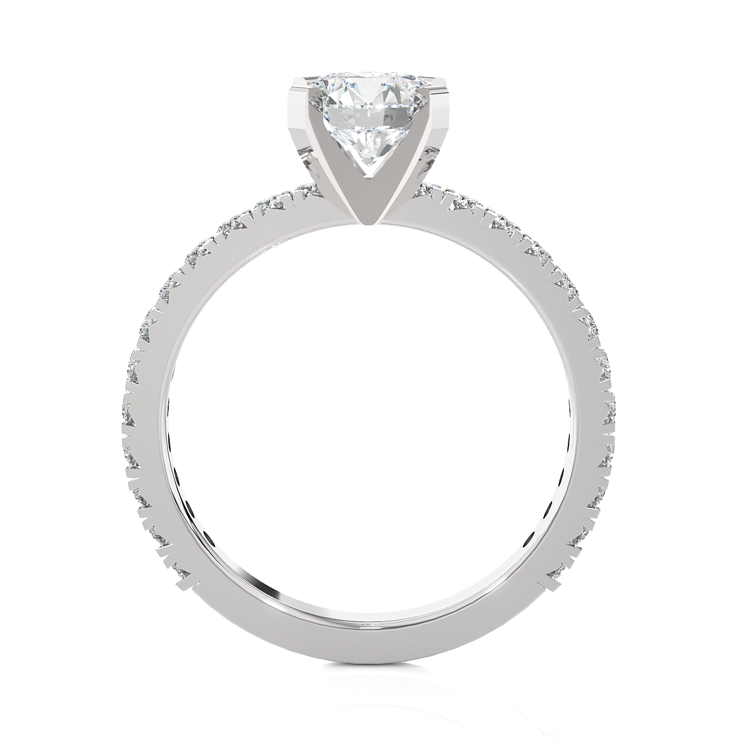 Round Lab Grown Diamond Side Stone Engagement Ring