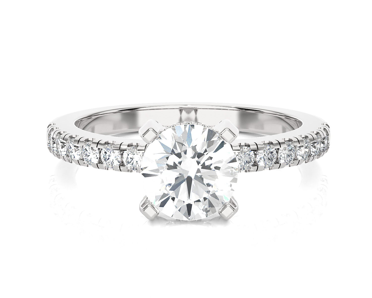 Round Lab Grown Diamond Side Stone Engagement Ring