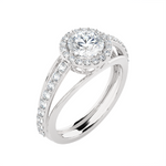 Round Lab Grown Diamond Halo Engagement Ring