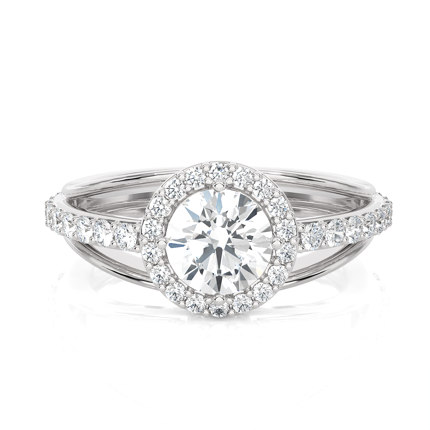 Round Lab Grown Diamond Halo Engagement Ring