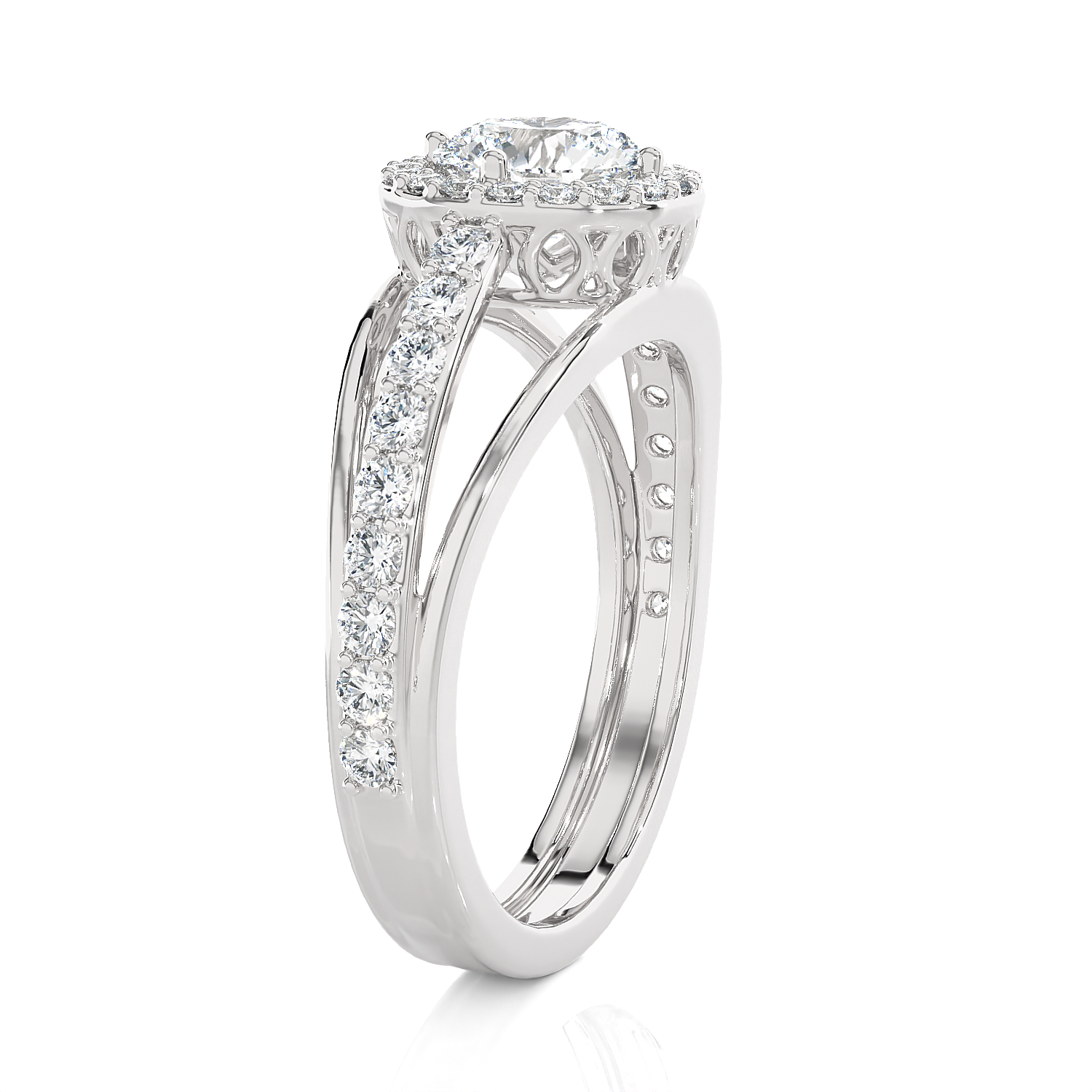 Round Lab Grown Diamond Halo Engagement Ring