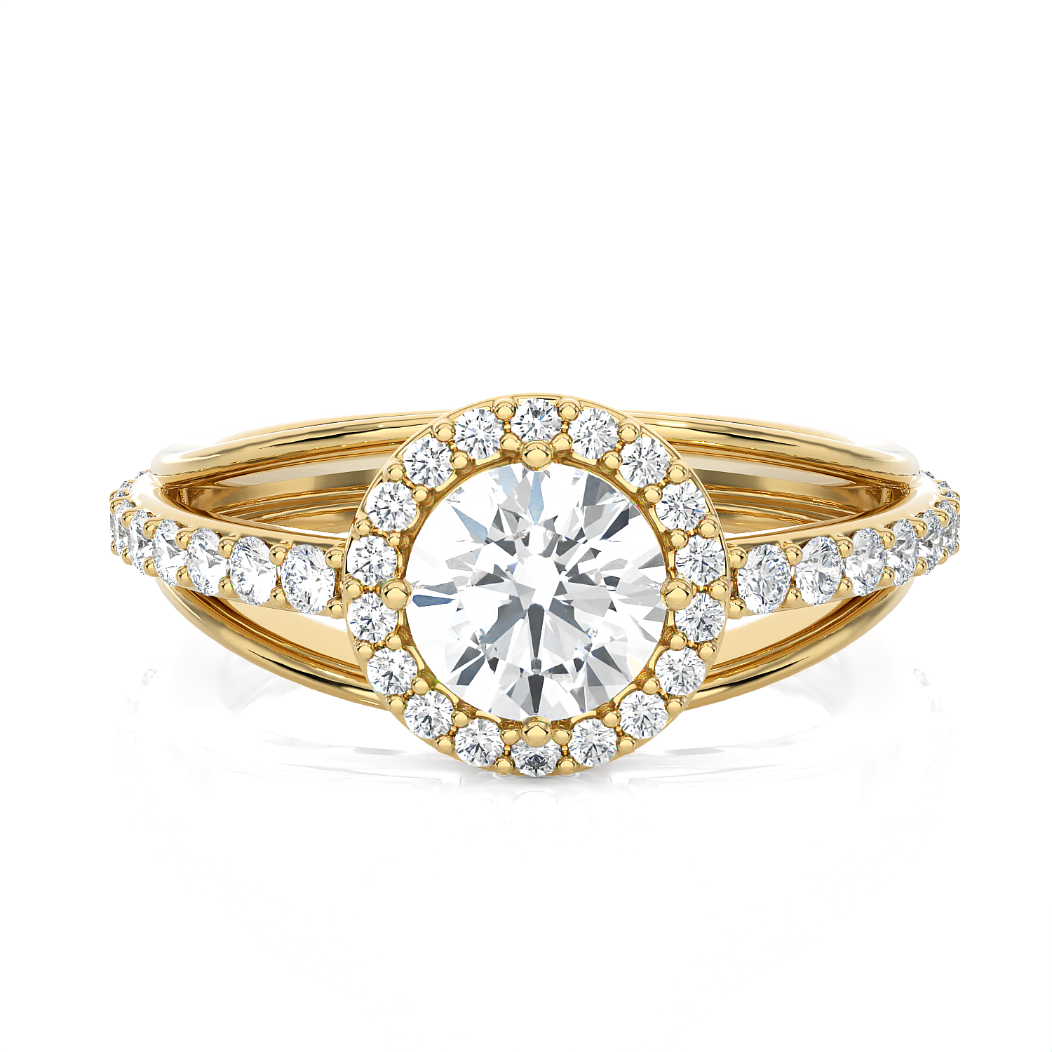 Round Lab Grown Diamond Halo Engagement Ring