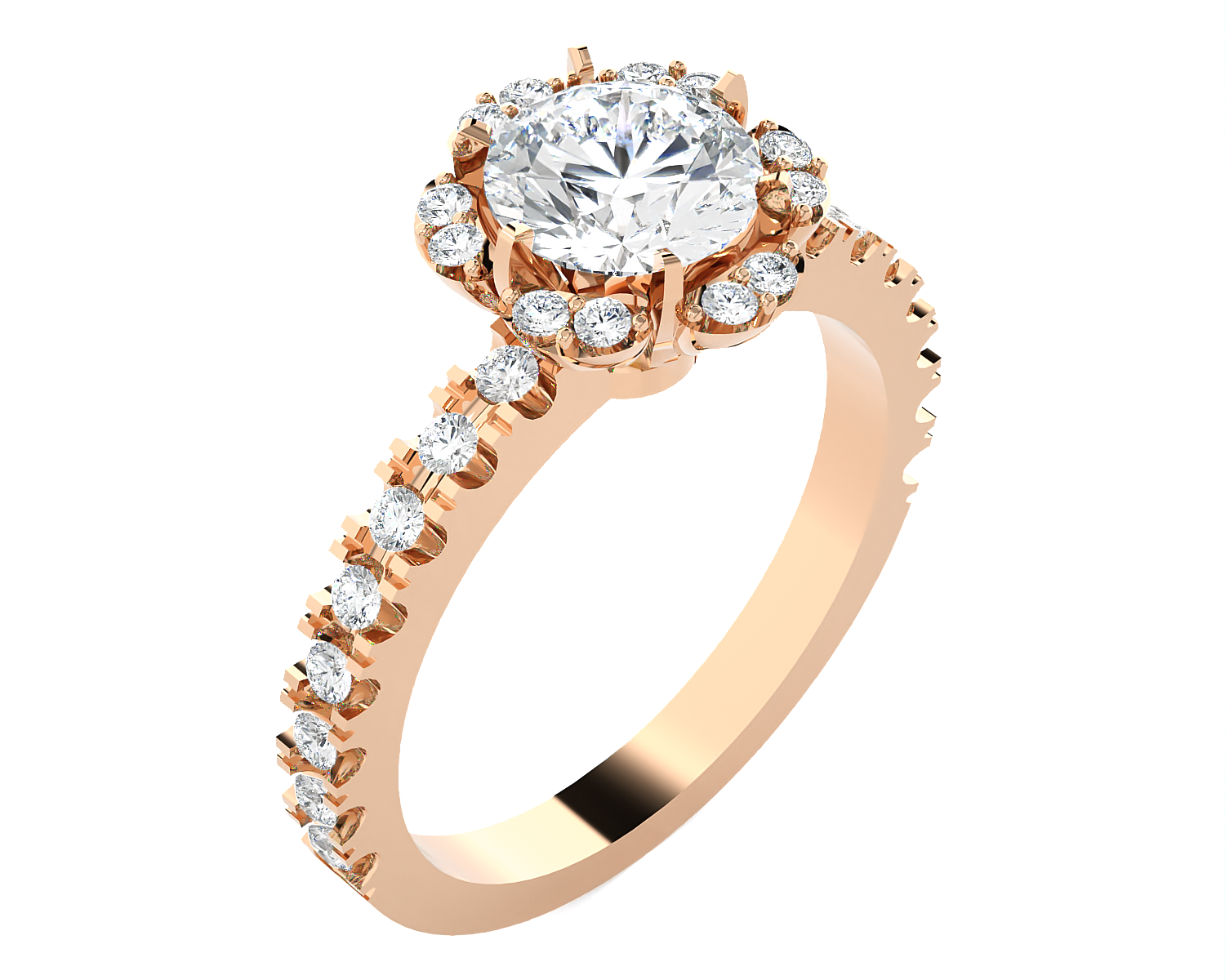 Round Lab Grown Diamond Halo Engagement Ring