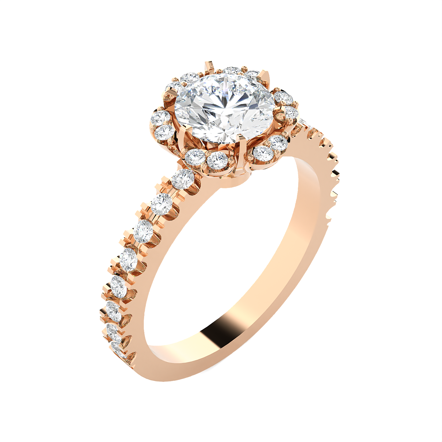 Round Lab Grown Diamond Halo Engagement Ring