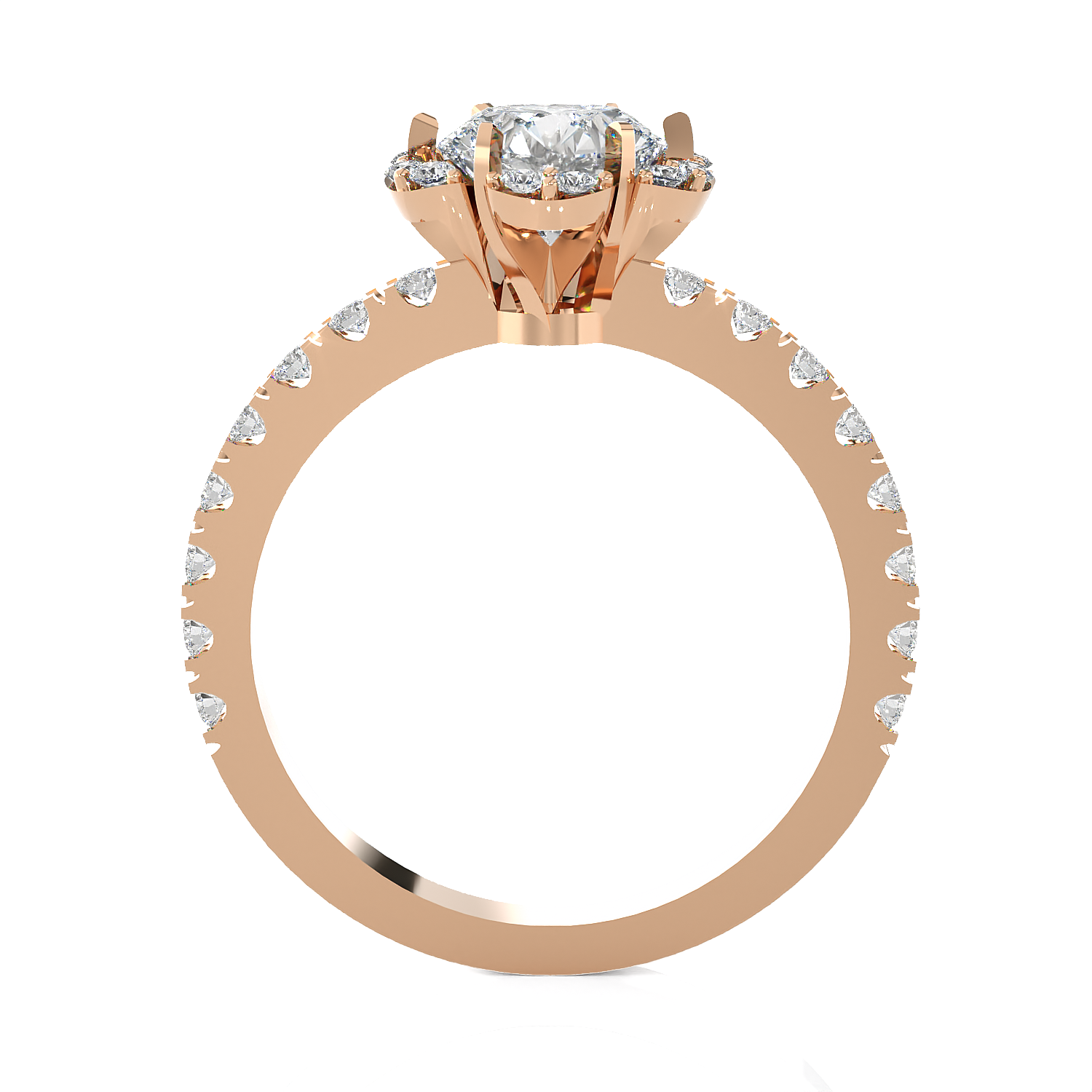 Round Lab Grown Diamond Halo Engagement Ring