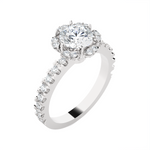 Round Lab Grown Diamond Halo Engagement Ring