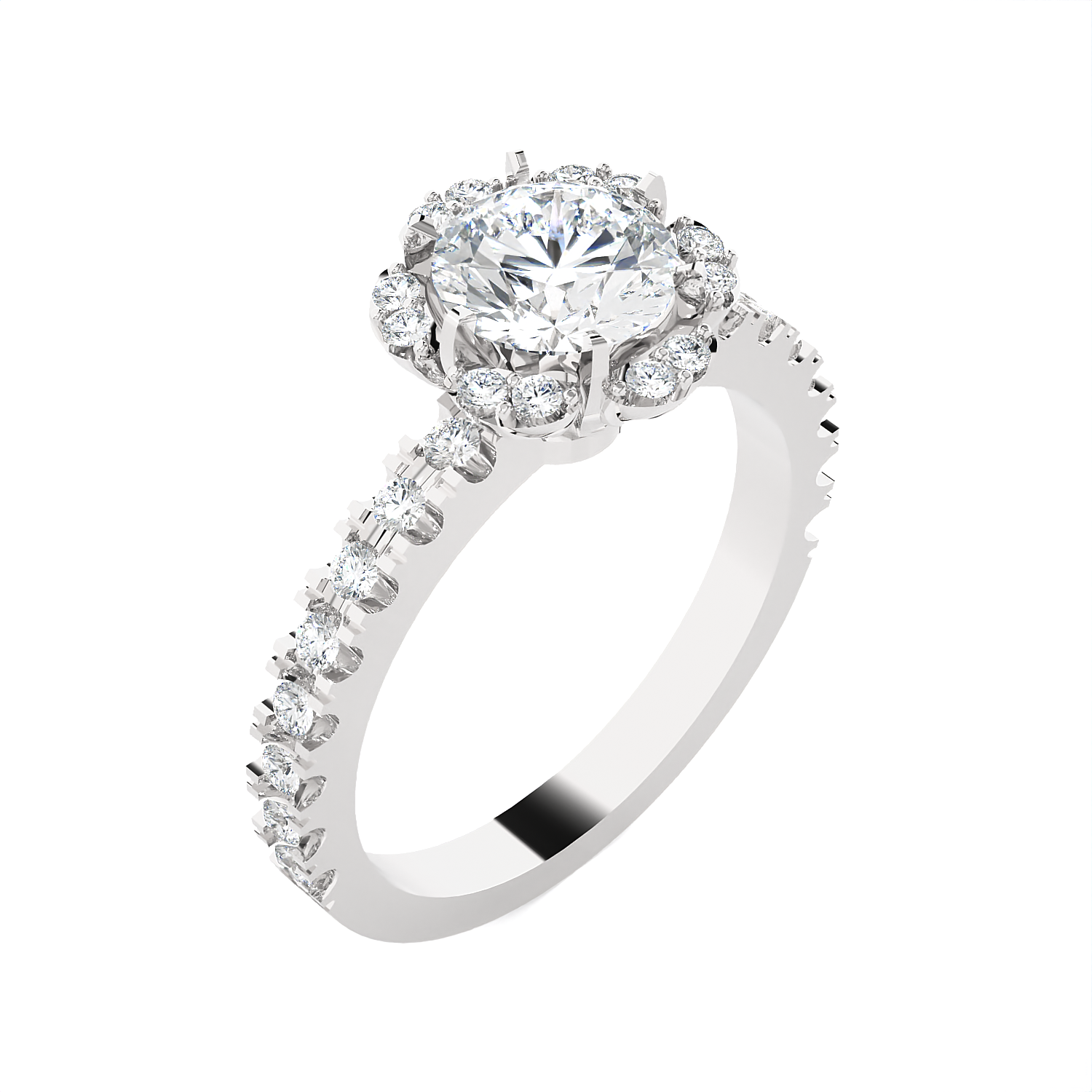 Round Lab Grown Diamond Halo Engagement Ring