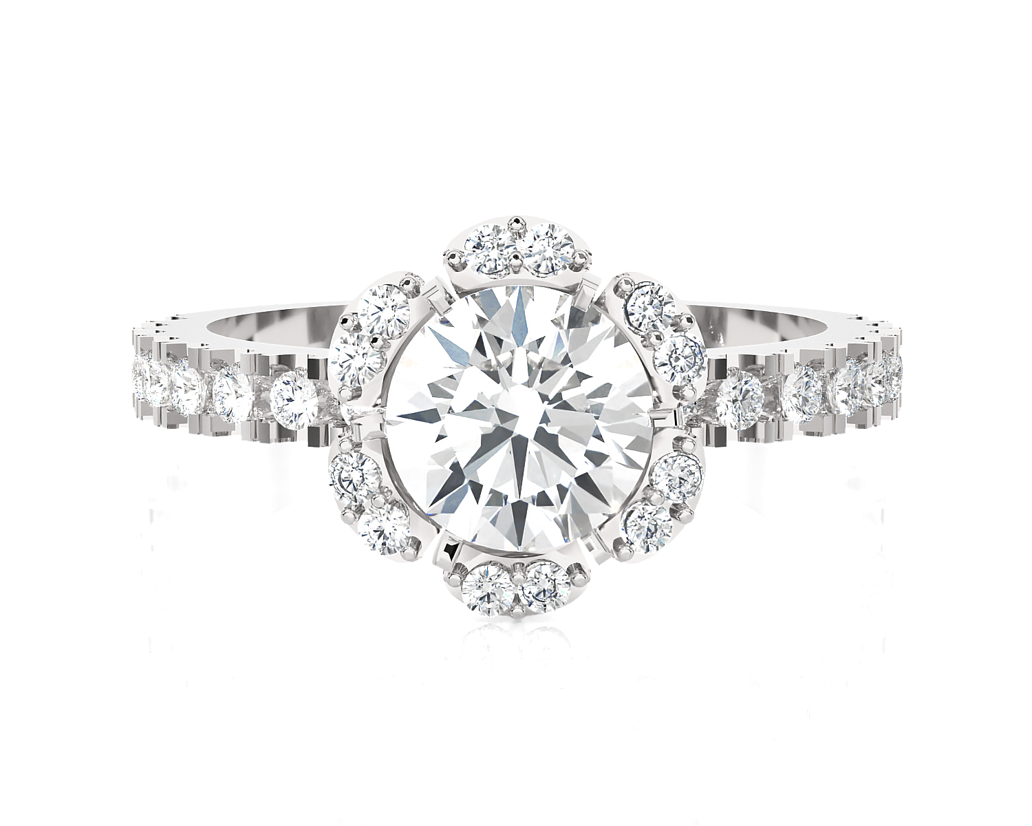 Round Lab Grown Diamond Halo Engagement Ring