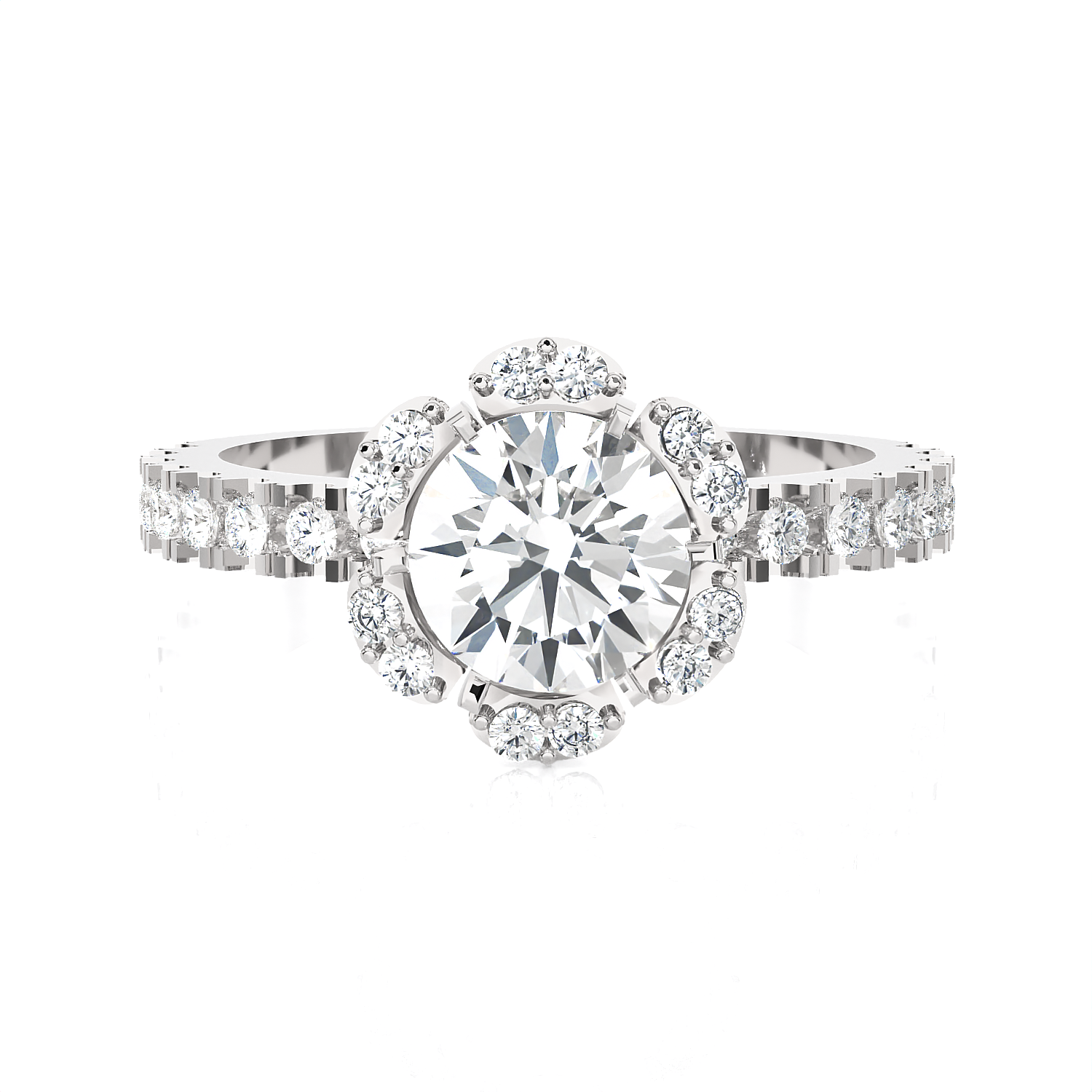 Round Lab Grown Diamond Halo Engagement Ring