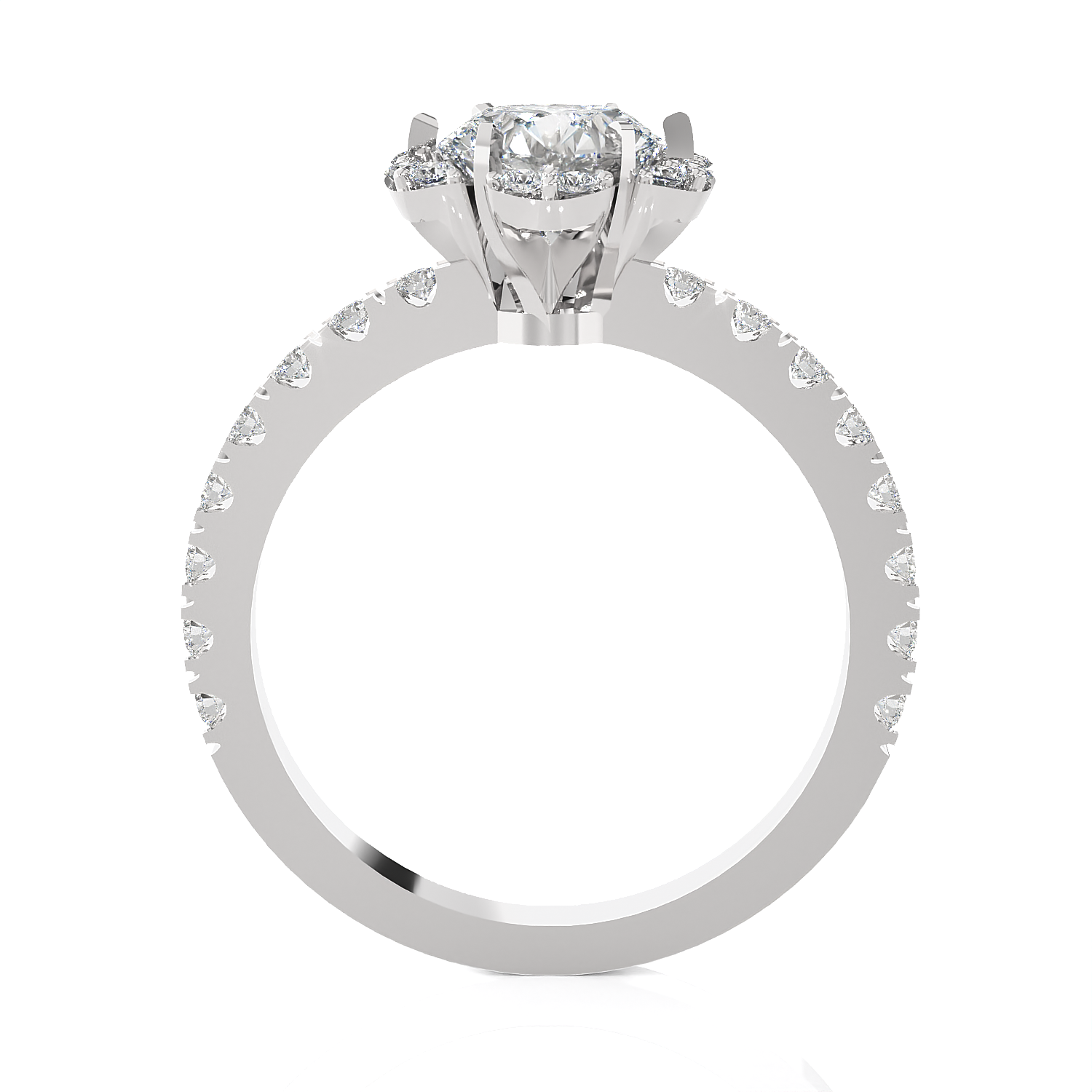 Round Lab Grown Diamond Halo Engagement Ring