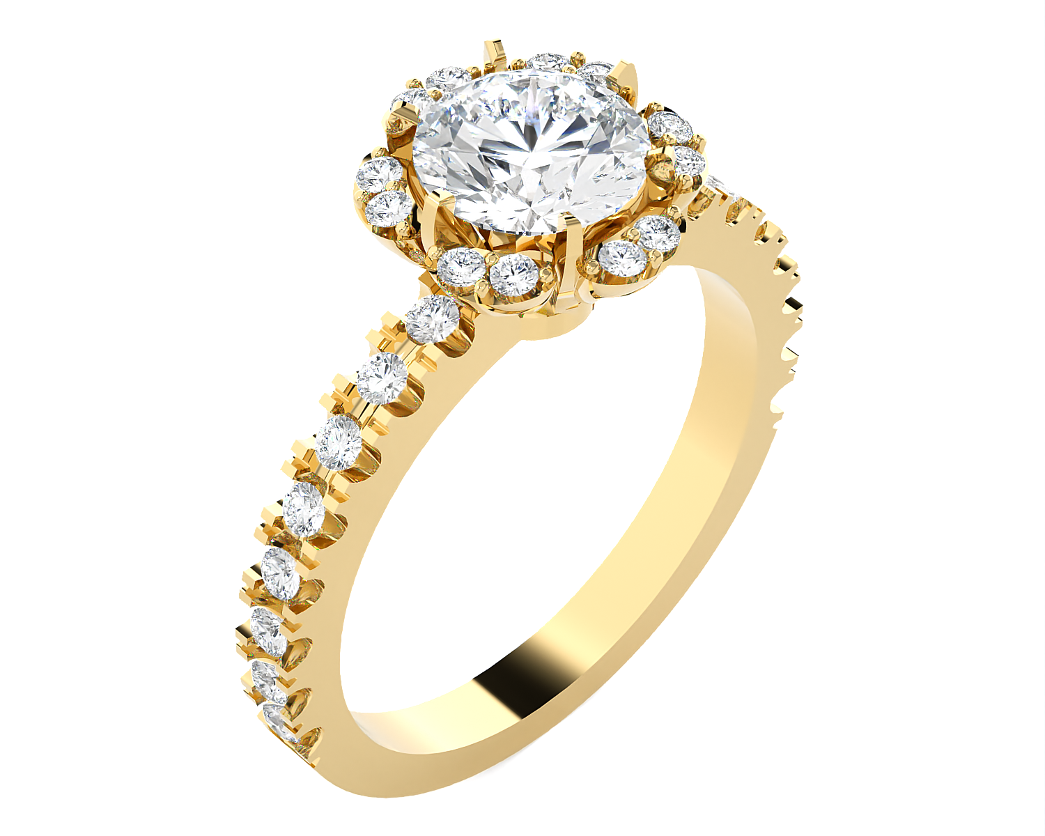 Round Lab Grown Diamond Halo Engagement Ring