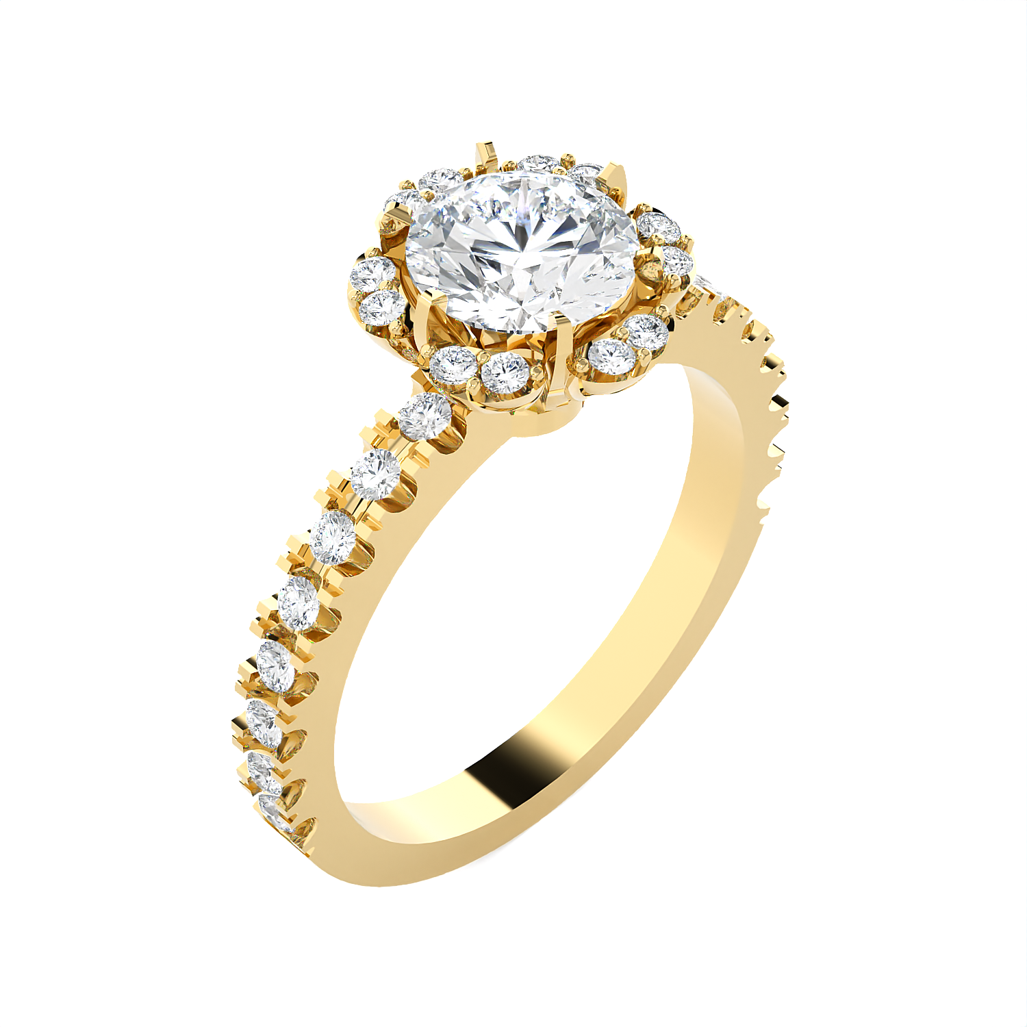 Round Lab Grown Diamond Halo Engagement Ring