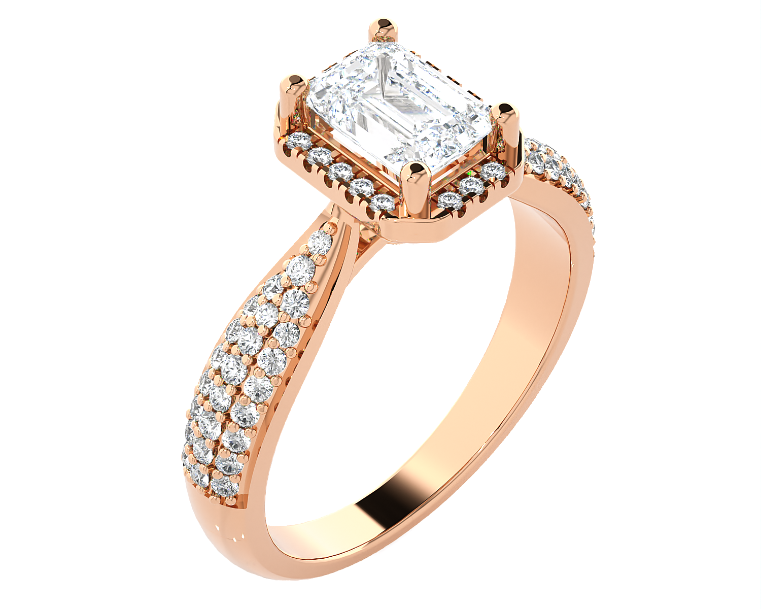 Emerald-Cut Lab Grown Diamond Halo Engagement Ring