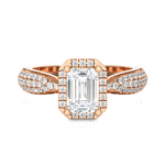 Emerald-Cut Lab Grown Diamond Halo Engagement Ring