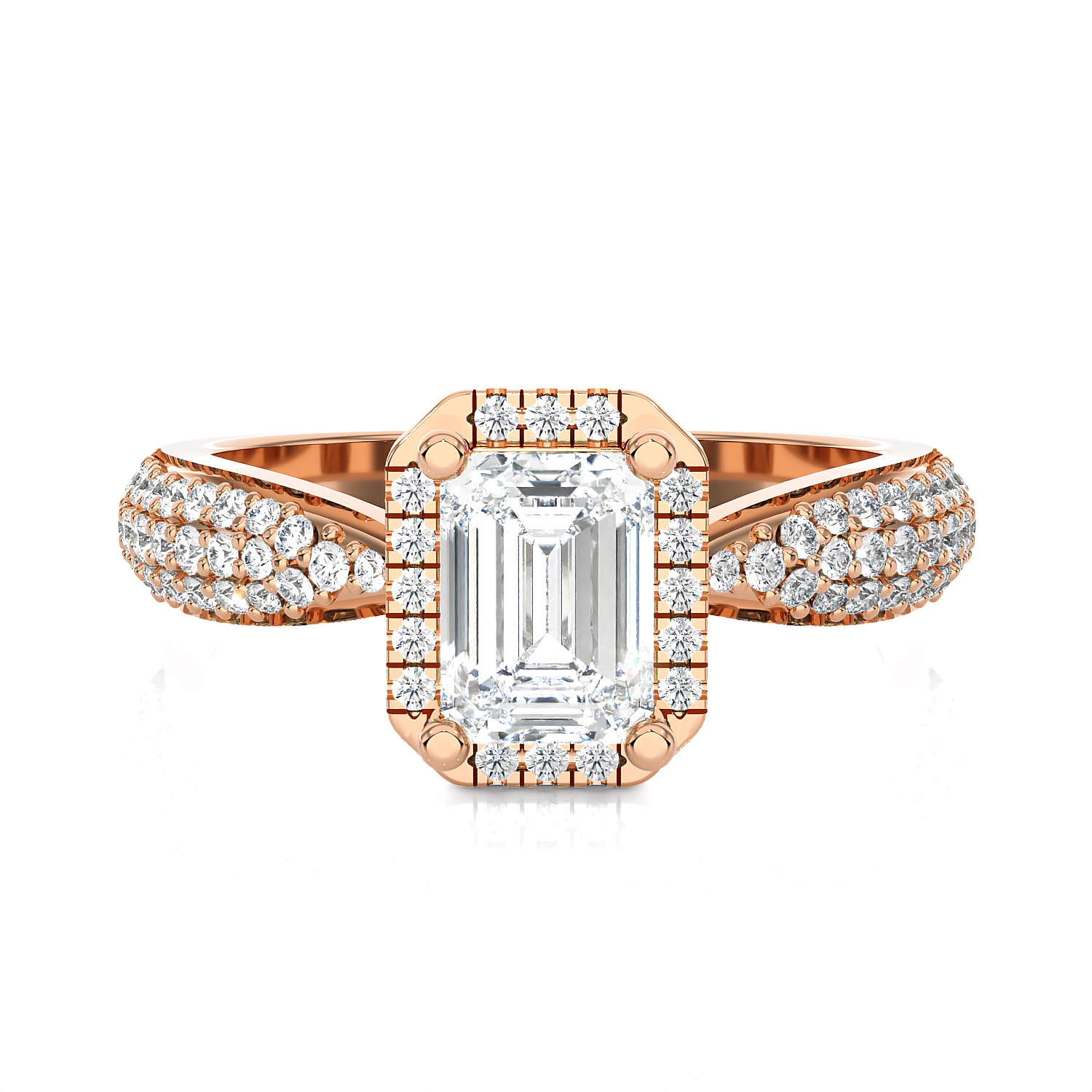 Emerald-Cut Lab Grown Diamond Halo Engagement Ring