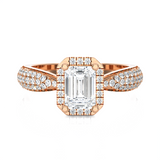 Emerald-Cut Lab Grown Diamond Halo Engagement Ring