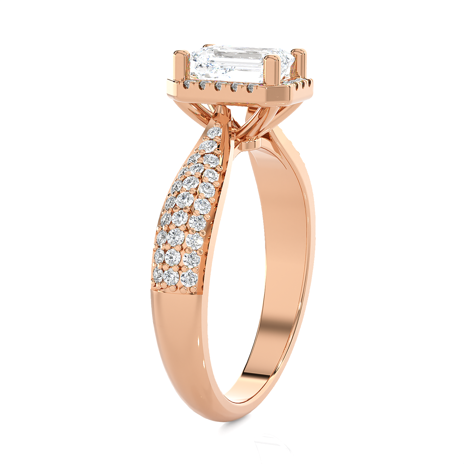 Emerald-Cut Lab Grown Diamond Halo Engagement Ring