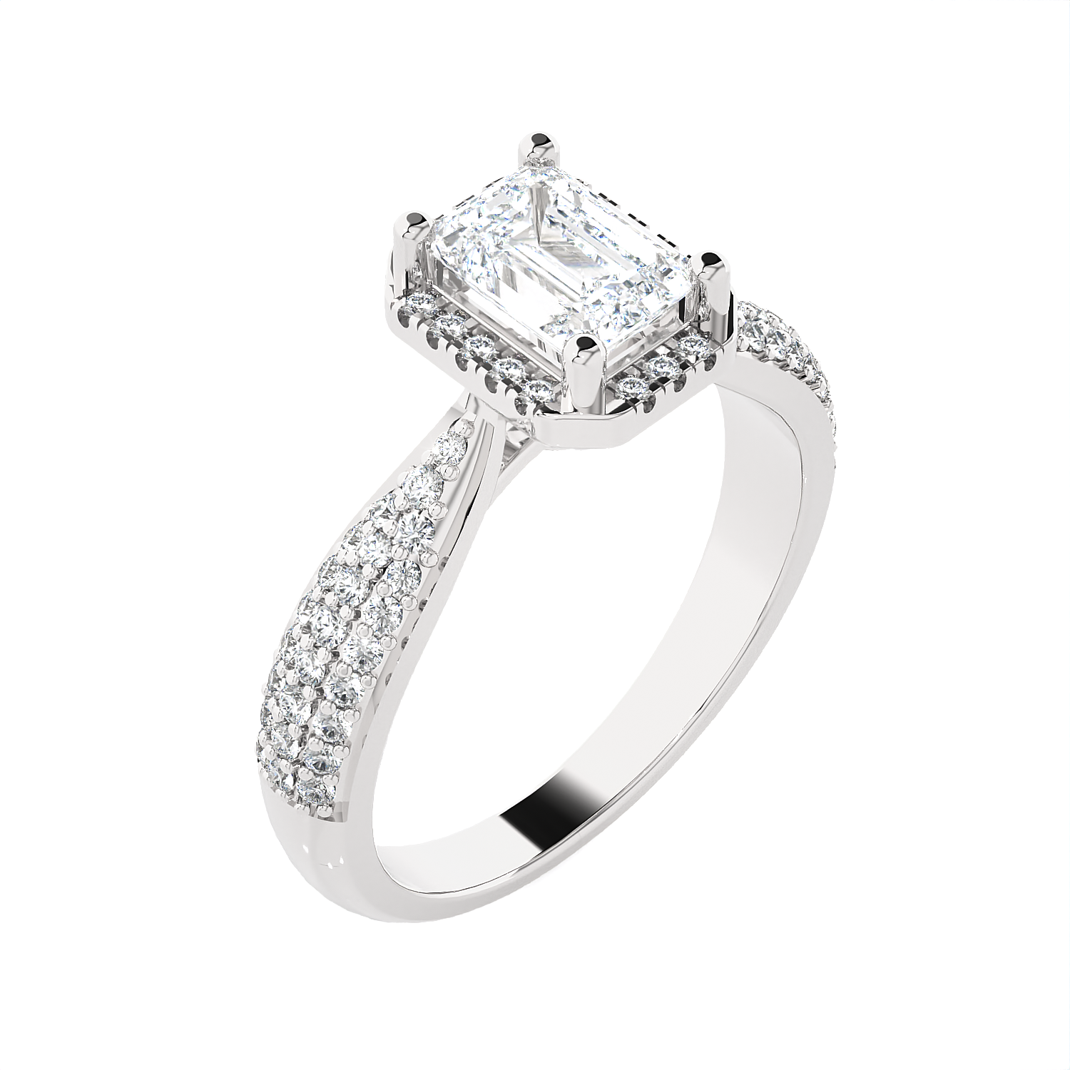 Emerald-Cut Lab Grown Diamond Halo Engagement Ring