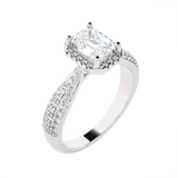 Emerald-Cut Lab Grown Diamond Halo Engagement Ring