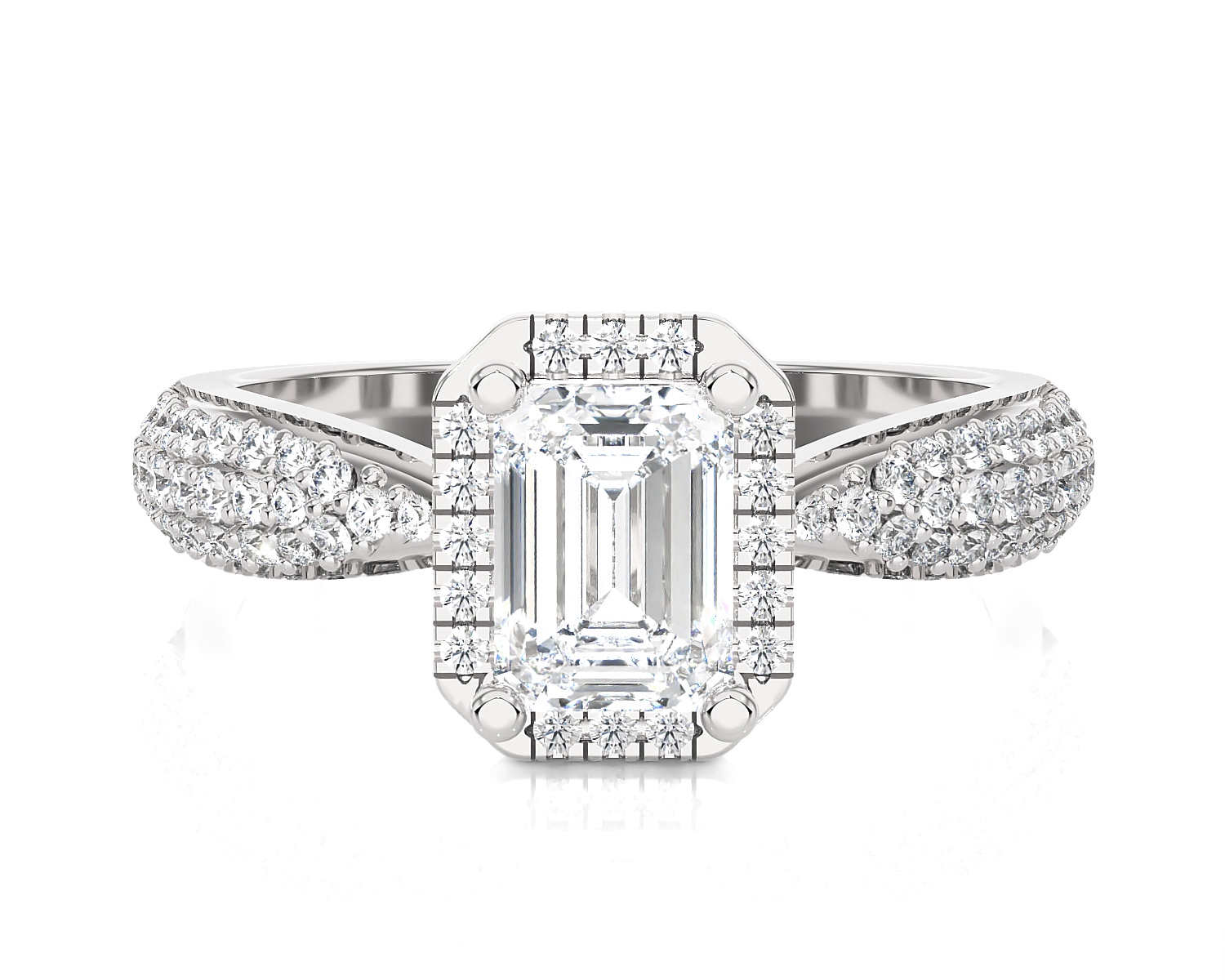 Emerald-Cut Lab Grown Diamond Halo Engagement Ring