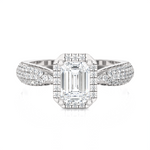 Emerald-Cut Lab Grown Diamond Halo Engagement Ring