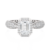 Emerald-Cut Lab Grown Diamond Halo Engagement Ring